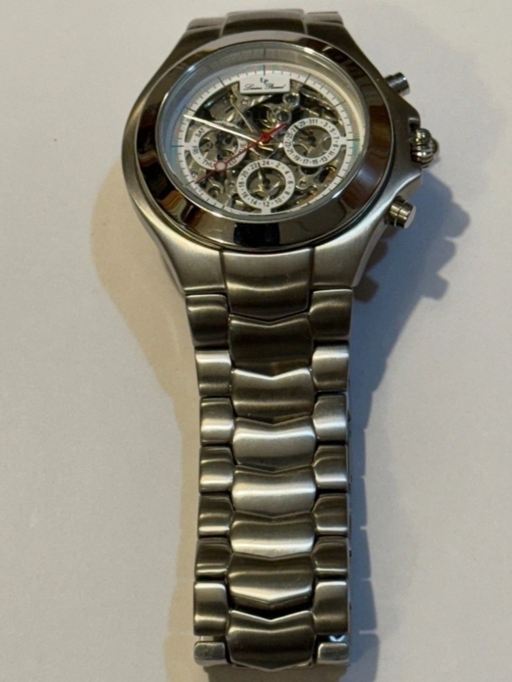 Lucien Piccard Silver Stainless Steel Skeleton Dial Watch 26503